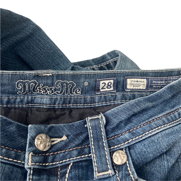 Miss Me Distressed Denim Bootcut Embellished Jeans - Picture 2 of 13